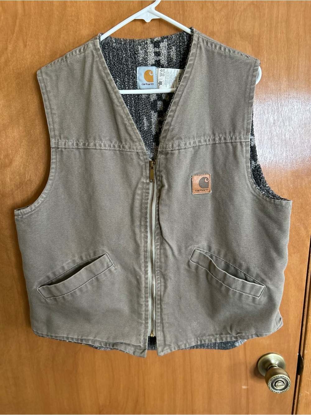 Rare Vintage CARHARTT L USA Faded Brown Sherpa Aztec Western Cowboy Vest